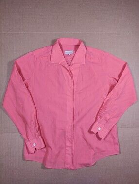 Sarah Alexandra Salmon Pink 100% Cotton Button Down Shirt Size 10 Made In Italy